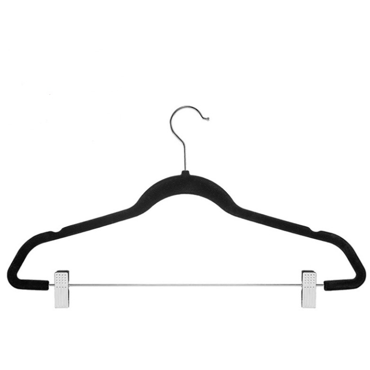 VH004 Slimline velvet clothes hanger with notches and clips