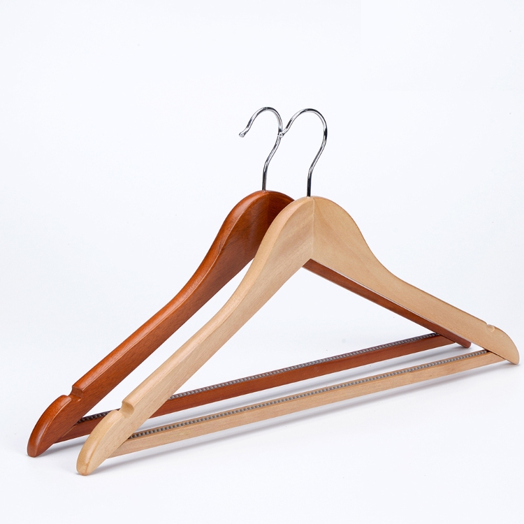 WH002 Wooden top hanger with anti slip bar and notches