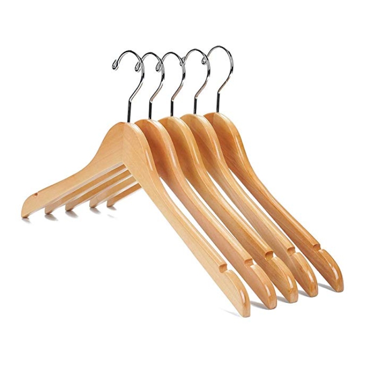 WCH005 Wooden top hanger with clips and notches