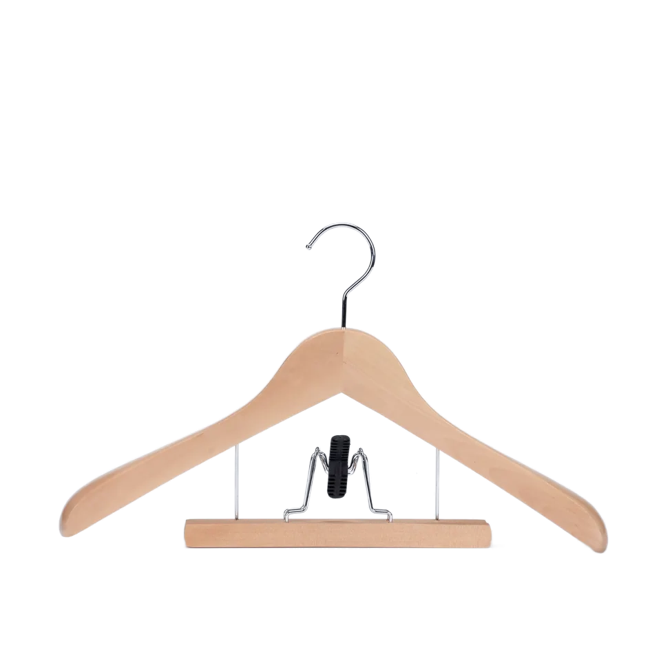 WCH014 natural  Wooden top hanger with skirt clip