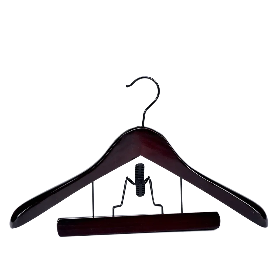 WCH014 natural  Wooden top hanger with skirt clip