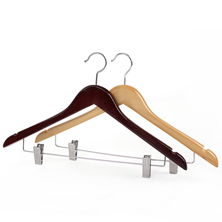 WCH005 Wooden top hanger with clips and notches