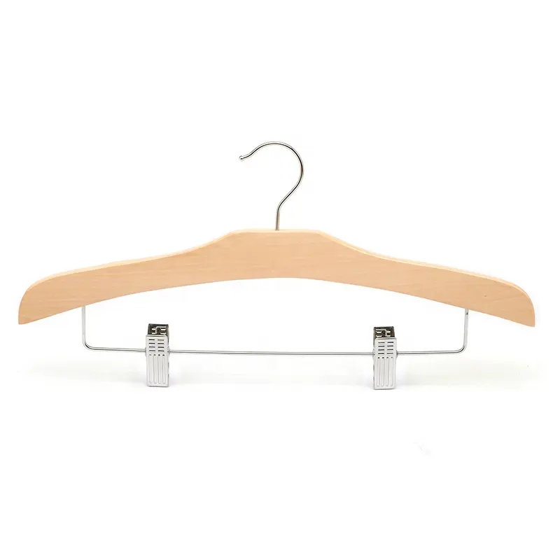 WCH008  Wooden top hanger with clips