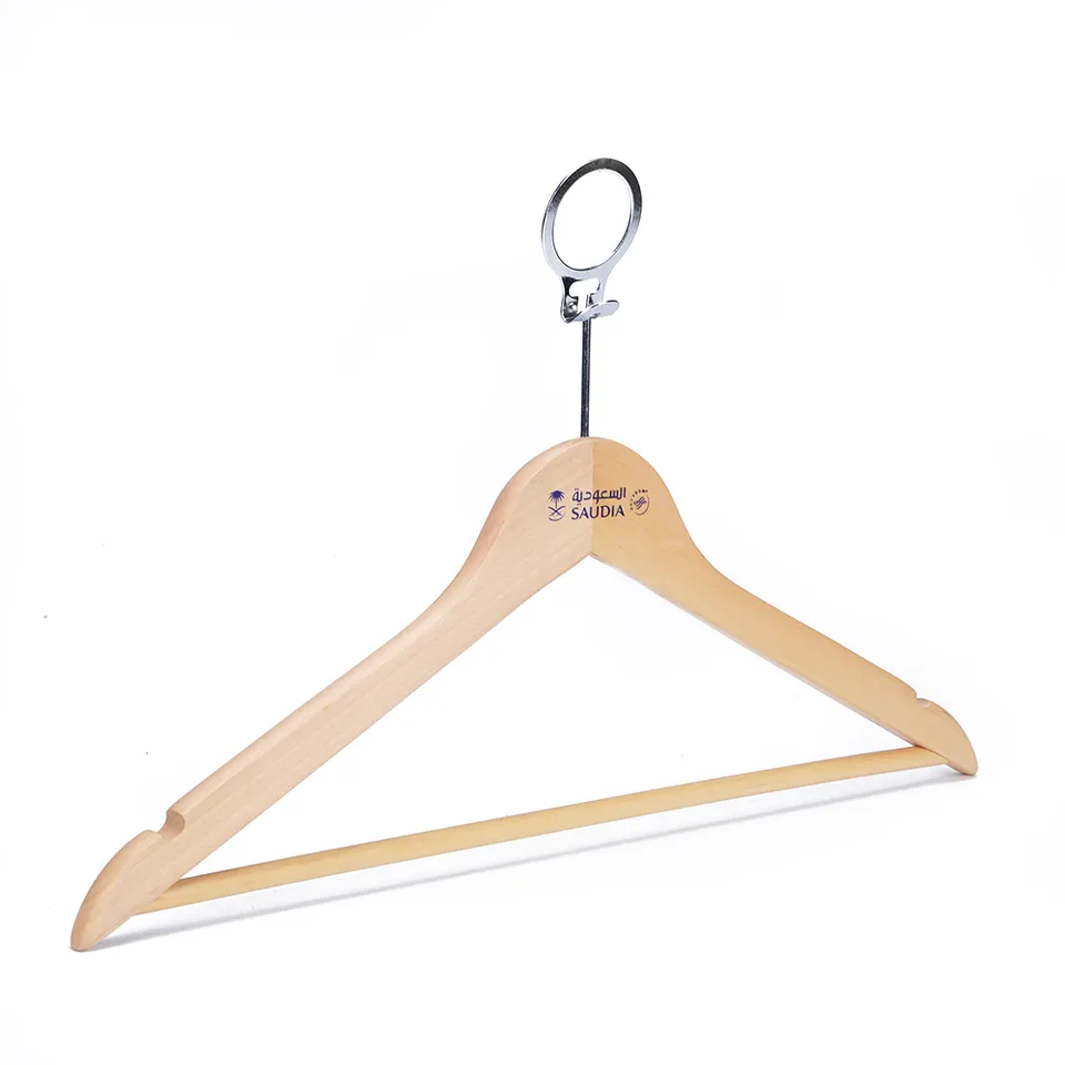 WH009 Wooden top hanger with anti-theft hook