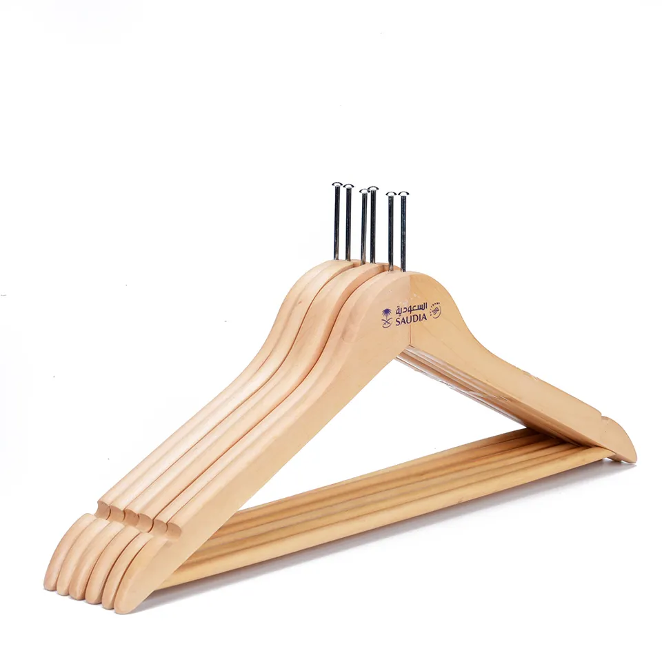 WH009 Wooden top hanger with anti-theft hook