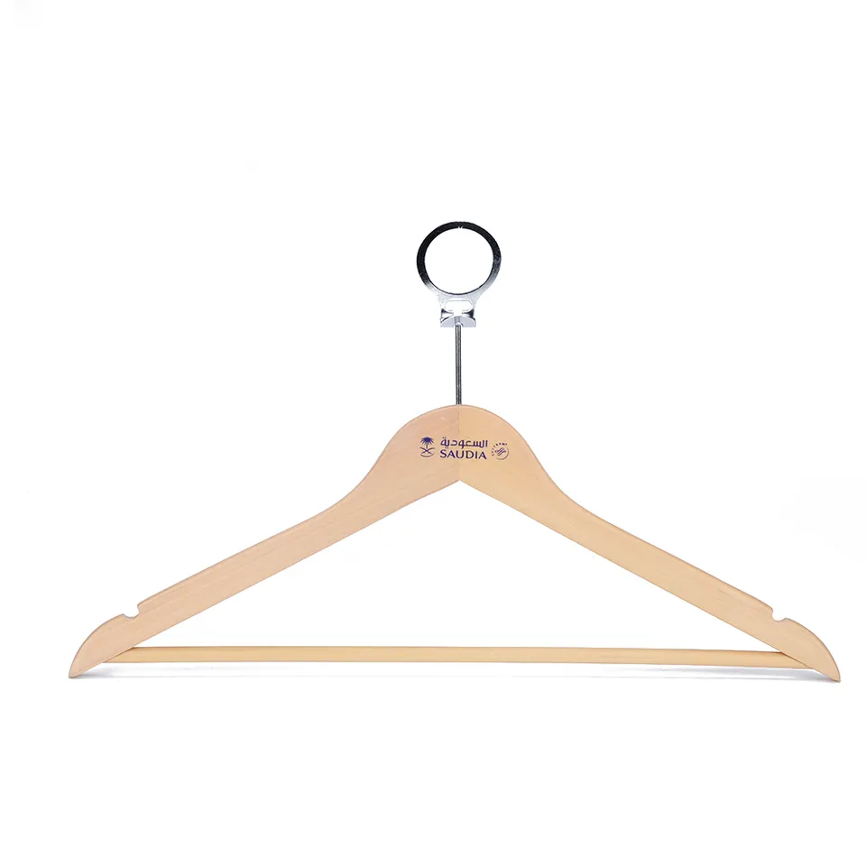 WH009 Wooden top hanger with anti-theft hook