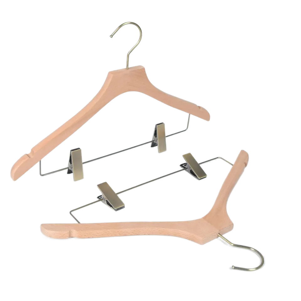 WCH012 Natural Luxury Wooden top clips hanger with notches